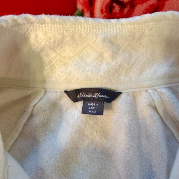 Eddie Bauer Geometric Polar Fleece 1/4 Zip Pullover | White | Women’s M Like New - Picture 5 of 16